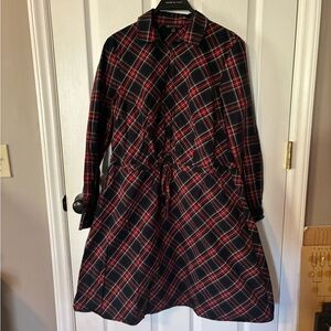 Brooks Brothers Red and Black Holiday Plaid Shirt Dress